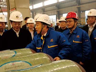 原湖南省委书记（现人民法院院长）周强视察高容，彭琪董事长认真汇报工作详情